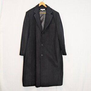 HARVE BENARD Black Wool Single Breasted Lined Trench Coat; Men's Size 46R